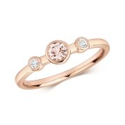 Morganite & Diamond Three Stone Ring, 9k Rose Gold