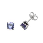 Natural Tanzanite Stud Earring 5mm, 1.00ct. 9k White Gold