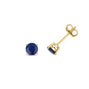 Natural Blue Sapphire Stud Earrings 5mm, 1.00ct. 9k Gold