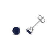 Natural Blue Sapphire Stud Earrings 5mm, 1.00ct. White Gold