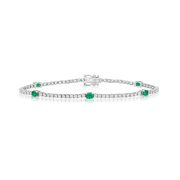 Natural Emerald & Diamond Tennis Bracelet 2.75ct. 18k White Gold