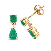 Natural Emerald Drop Earrings 1.44ct. 9k Gold