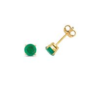 Natural Emerald Stud Earrings 5mm, 1.00ct. 9k Gold
