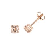 Natural Morganite Stud Earrings 5mm, 1.00ct. 9k Rose Gold