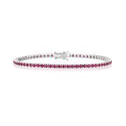 Natural Ruby Tennis Bracelet 3.10ct in 18k White Gold