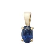 Natural Sapphire Oval Drop Pendant, 9k Gold