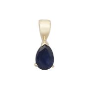 Natural Sapphire Pear Drop Pendant 7x5mm, 9k Gold