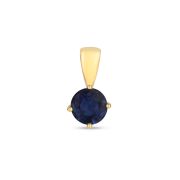Natural Sapphire Round Cut Drop Pendant, 9k Gold