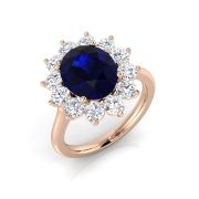 Oval Cut Blue Sapphire Ring with Diamonds, 3.93ct. 18k Rose Gold