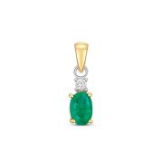 Oval Emerald & Diamond Pendant, 9k Gold