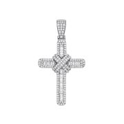 Pavé Set Diamond Cross Pendant 1.22ct. 18k White Gold