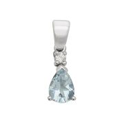 Pear Shape Aquamarine & Diamond Pendant, 9k White Gold