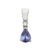 Pear Shape Tanzanite & Diamond Pendant, 9k White Gold