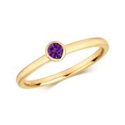 Petite Amethyst Solitaire Ring in Yellow Gold