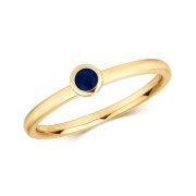 Petite Dark Sapphire Solitaire Ring in Yellow Gold