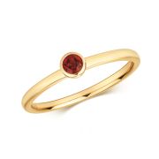 Petite Garnet Solitaire Ring in Yellow Gold