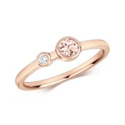 Petite Morganite & Diamond Ring, 9k Rose Gold