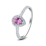 Pink Sapphire & Diamond Pear Shape Ring 0.75ct. 9k White Gold