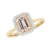 Petite Morganite & Diamond Ring, 9k Gold