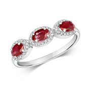 Ruby & Diamond Trilogy Ring 1.25ct, White Gold