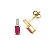 Ruby & Diamond Stud Earrings 0.61ct, 9k Gold