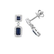 Sapphire & Diamond Drop Earrings 1.31ct, 9k White Gold