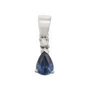 Sapphire & Diamond Drop Pendant Necklace, 9k White Gold