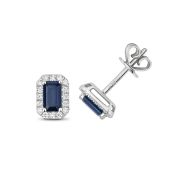 Sapphire & Diamond Earrings 0.89ct, 9k White Gold