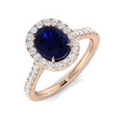 Sapphire & Diamond Oval Cut Ring 1.88ct. 18k Rose Gold