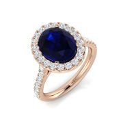 Sapphire & Diamond Oval Cut Ring 3.77ct. 18k Rose Gold