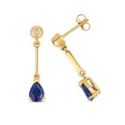 Sapphire & Diamond Pear Drop Earrings, 9k Gold