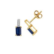 Sapphire & Diamond Stud Earrings 0.61ct, 9k Gold