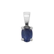 Sapphire Oval Drop Pendant, 9k White Gold