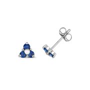Sapphire Trio Stud Earrings in Solid 9k White Gold