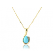 Turquoise & Diamond Pendant Necklace, 9k Gold