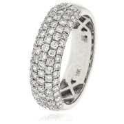 Diamond Pave Half Eternity Ring 1.00ct, 18k White Gold