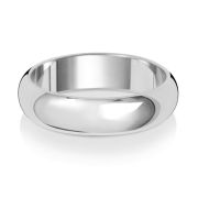 5mm Wedding Ring D-Shape 9k White Gold, Medium