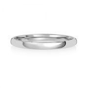 2mm Wedding Ring Traditional Court Shape, 9k White Gold, Medium