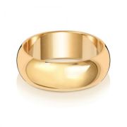 7mm Wedding Ring D-Shape 18k Gold, Medium