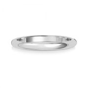 2mm Wedding Ring D-Shape 9k White Gold, Medium