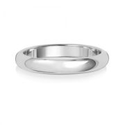 3mm Wedding Ring D-Shape 9k White Gold, Medium