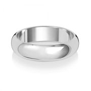 5mm Wedding Ring D-Shape 9k White Gold, Medium