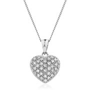 Diamond Pavé Heart Pendant 0.20ct, 9k White Gold