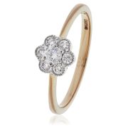 Diamond Flower Cluster Ring 0.30ct, 18k Rose Gold