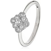 Diamond Nine Stone Cluster Ring 0.40ct, 18k White Gold