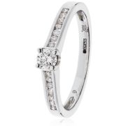 Diamond Engagement Ring with Channel Shoulders 0.30ct. 18k White Gold