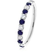 Sapphire & Diamond Half Eternity Ring 0.60ct, 18k White Gold