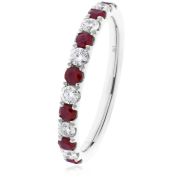 Ruby & Diamond Half Eternity Ring 0.60ct, 18k White Gold