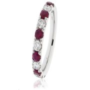 Ruby & Diamond Half Eternity Ring 0.80ct, 18k White Gold