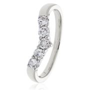 Diamond Wishbone Ring 0.45ct, 18k White Gold